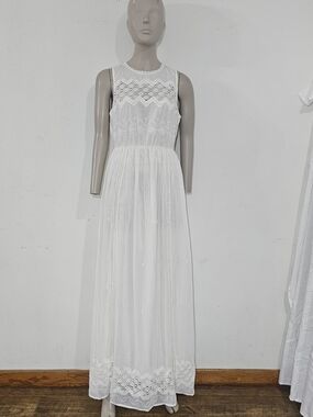 Anthropologie harlyn White Crochet Lace Maxi Dress S Boho Romantic Beach Summer